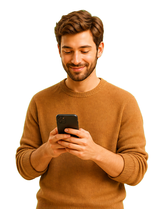 Pessoa usando o celular em uma jornada de pausa e reconexão